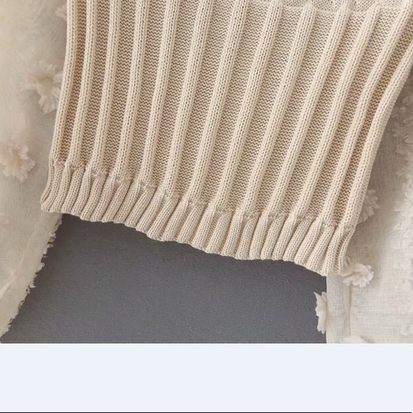 Combination Knit Cropped Sweater - Picture 4 of 12